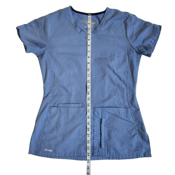 Grey's Anatomy Active Blue Short Sleeve 4 Pocket Scrub Top Size XS - Picture 11 of 12